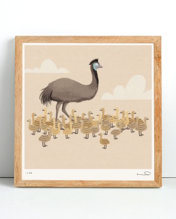 Signed print: Emu dad.